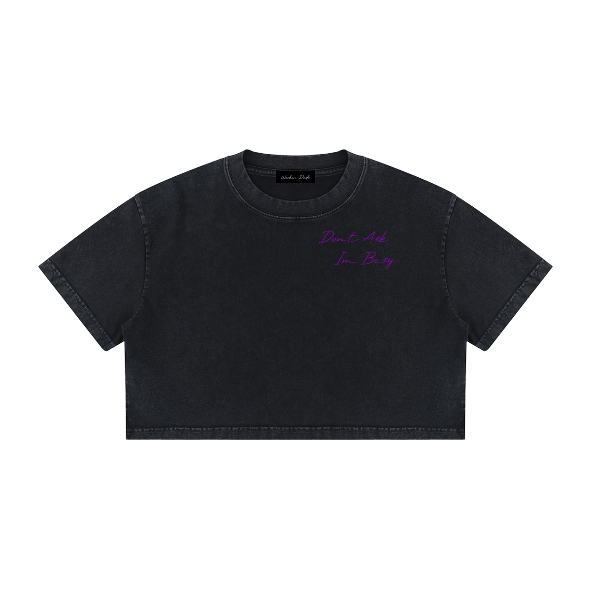 Im Busy Women's Mineral Wash Cotton Crop T-Shirt