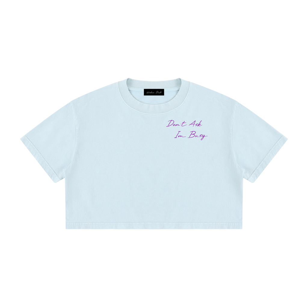 Im Busy Women's Mineral Wash Cotton Crop T-Shirt